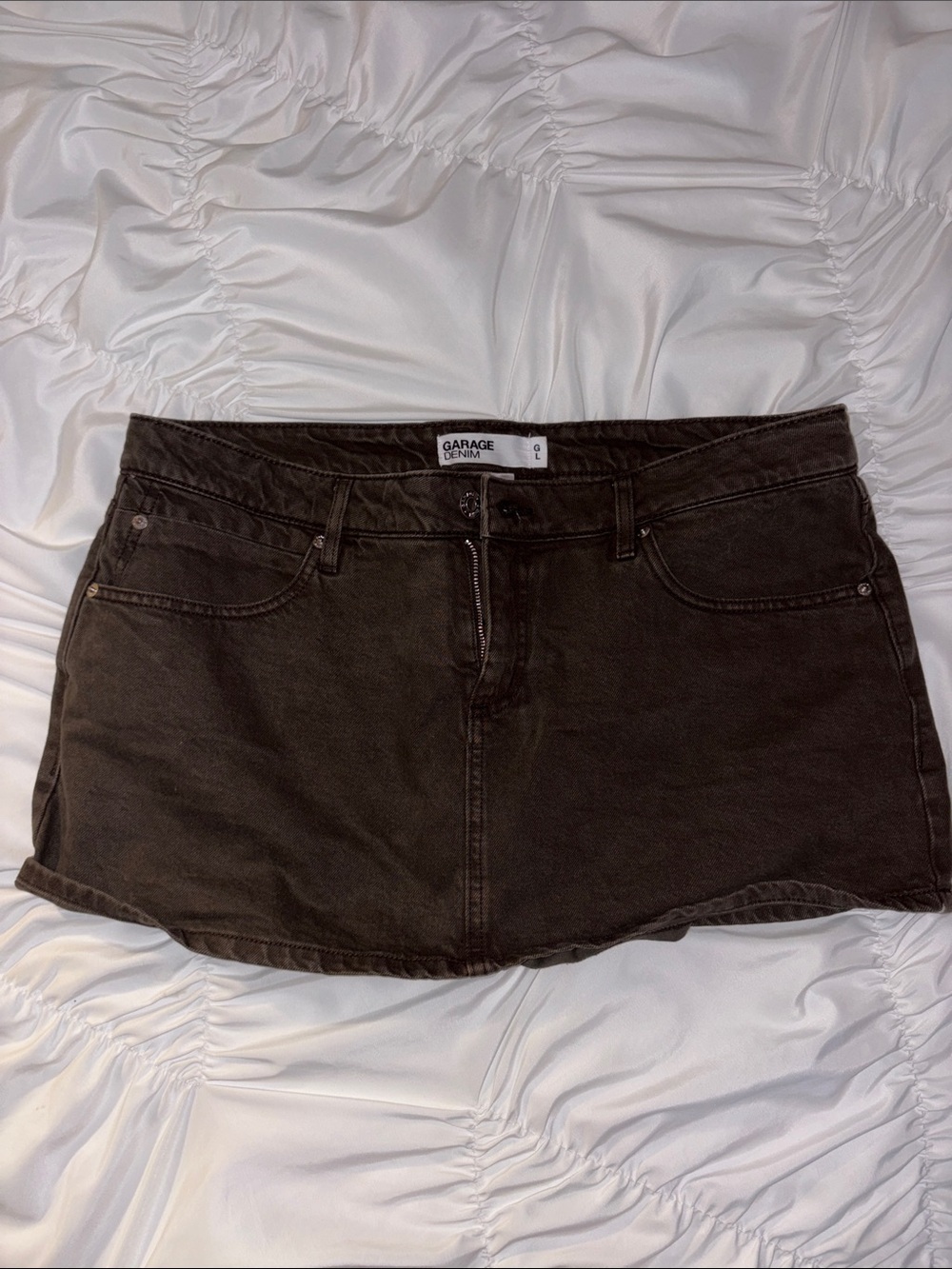 Garage brown denim Mini skort